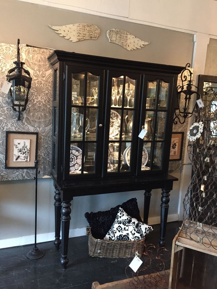 Elegant Black Hutch Transformed Into Chic Display