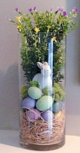 Elegant Easter Vase with Bunny and Eggs