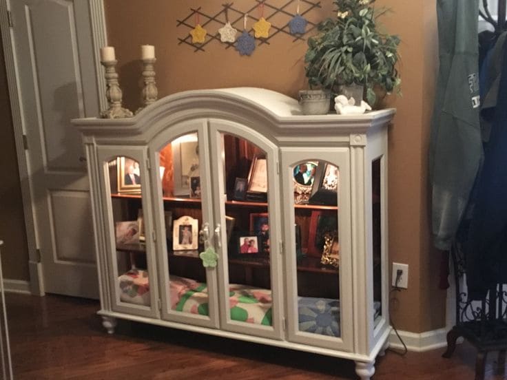 Elegant Hutch Turned Into Illuminated Display Cabinet