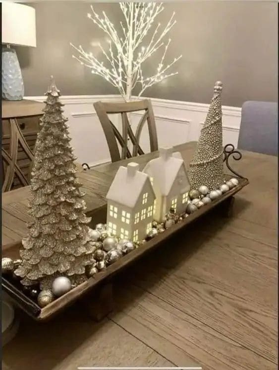 Elegant Illuminated Winter Wonderland Centerpiece