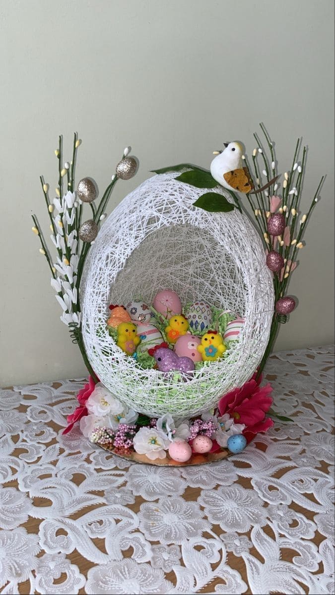 Enchanting String Egg Nest with Festive Touches