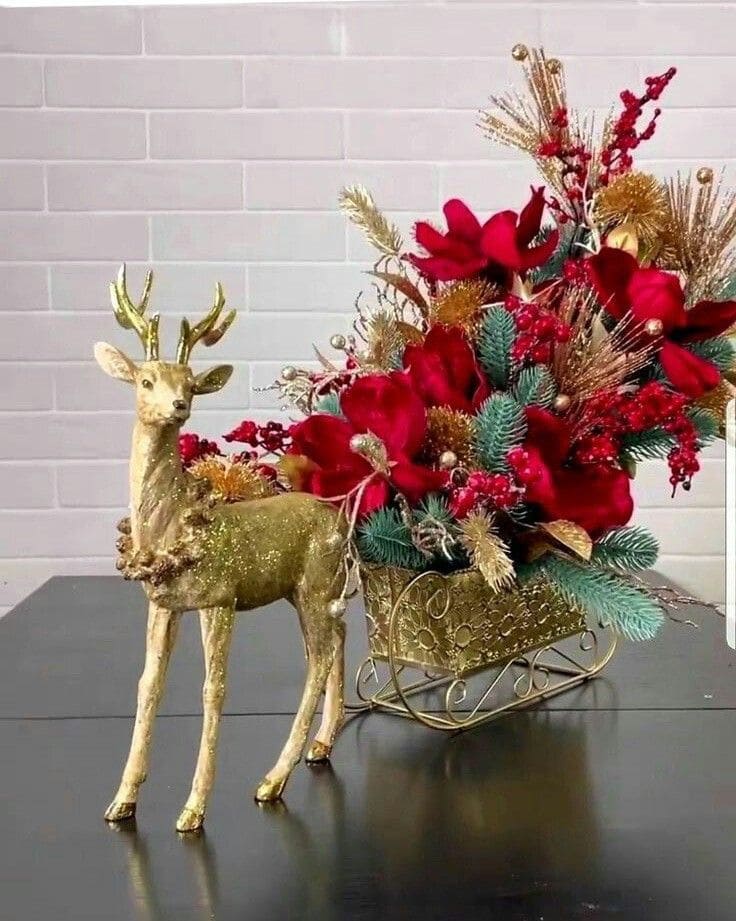 Festive Floral Sleigh Centerpiece