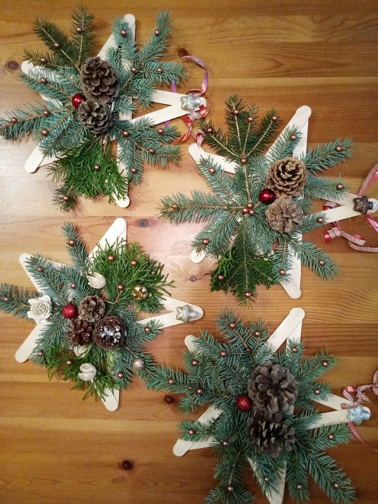 Festive Popsicle Stick Star Decorations