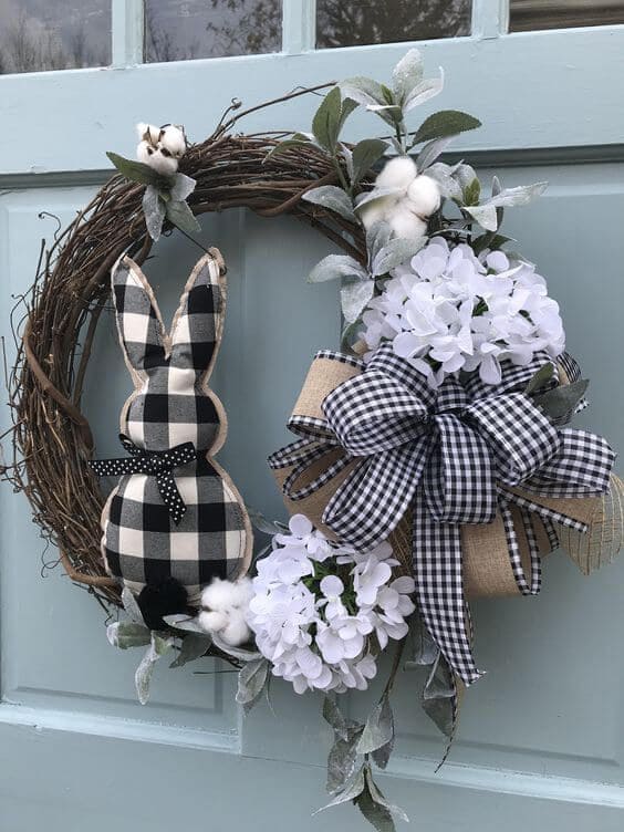 Gingham Bunny Easter Wreath Creation