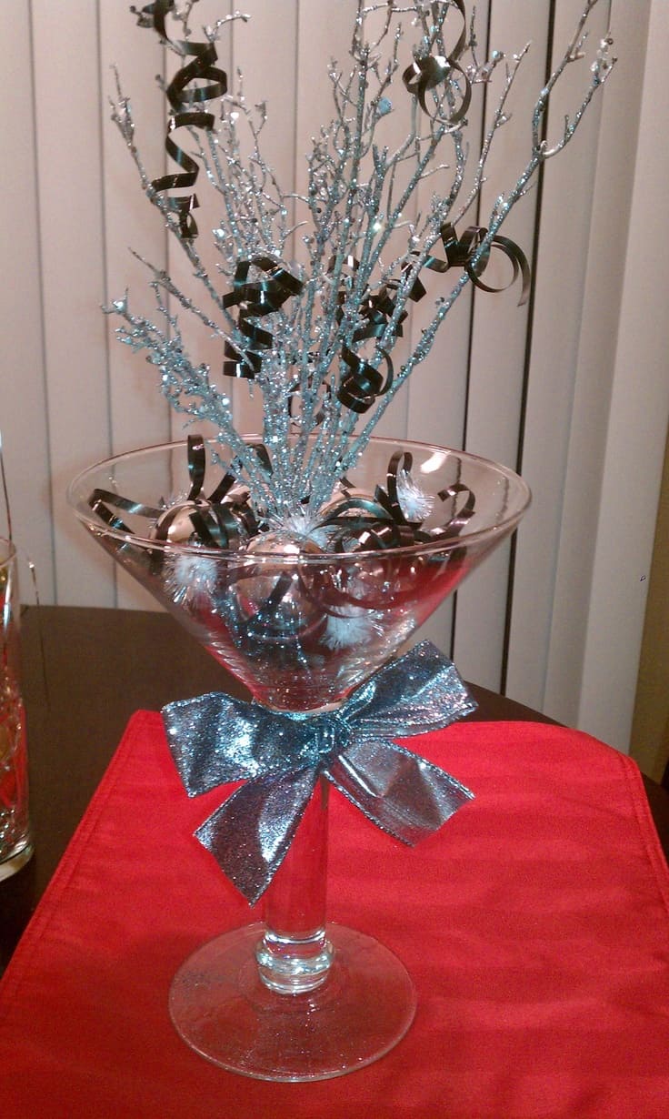 Glittering Martini Glass Centerpiece