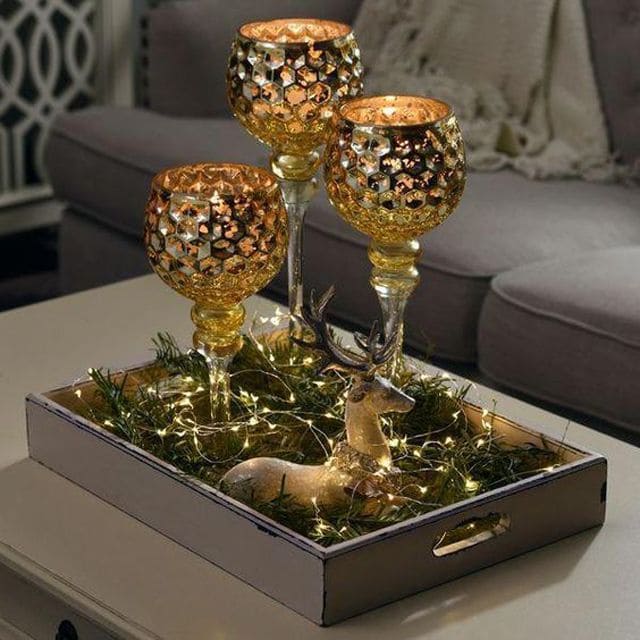 Golden Glow Woodland Tray Display