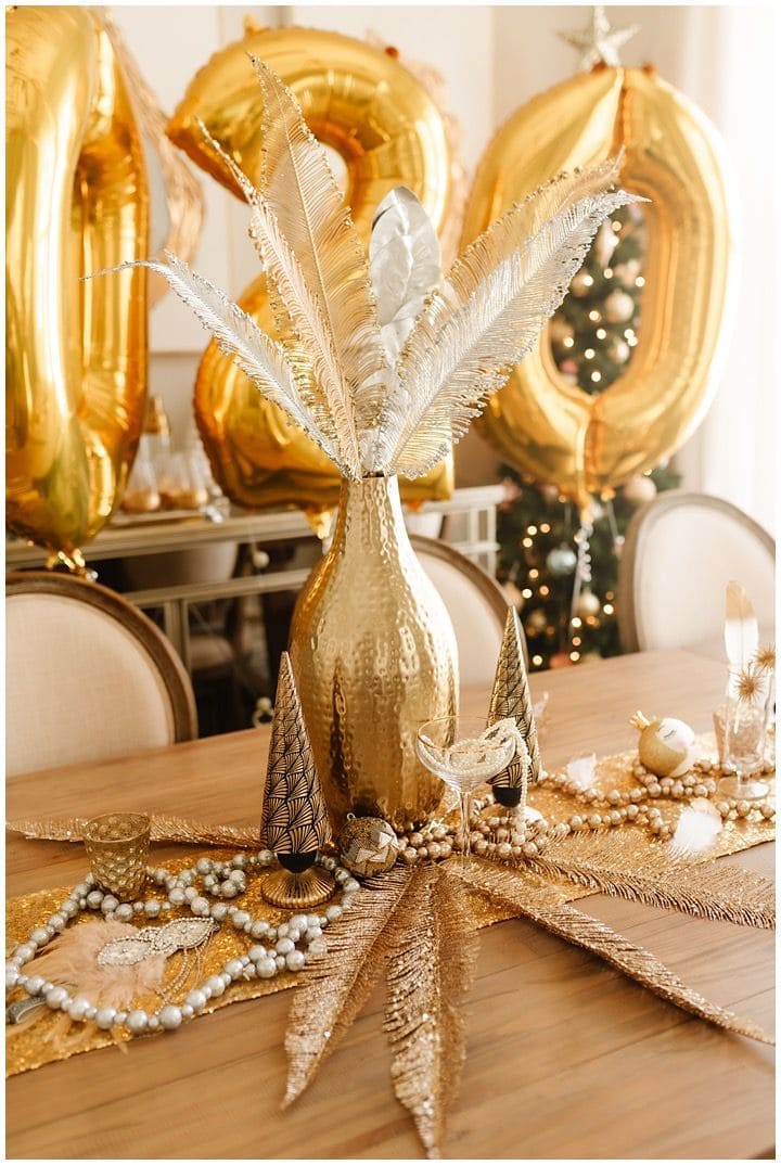 Golden Luxe Feathered Glam Table