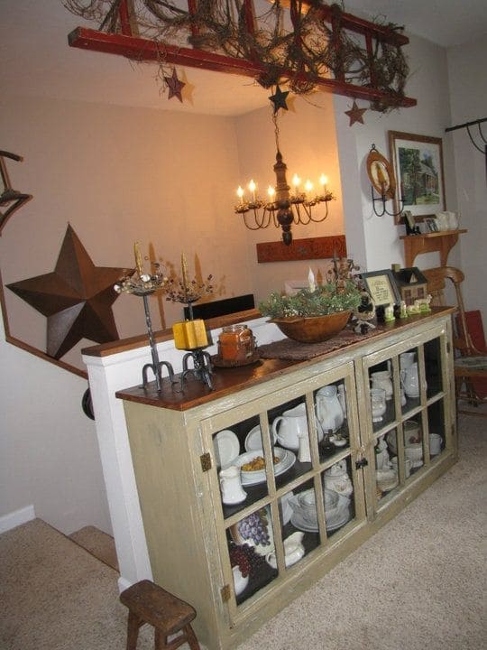 Hutch Converted Into Elegant Sideboard Display