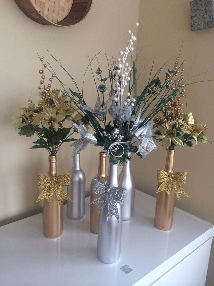 Metallic Elegance Festive Floral Arrangement