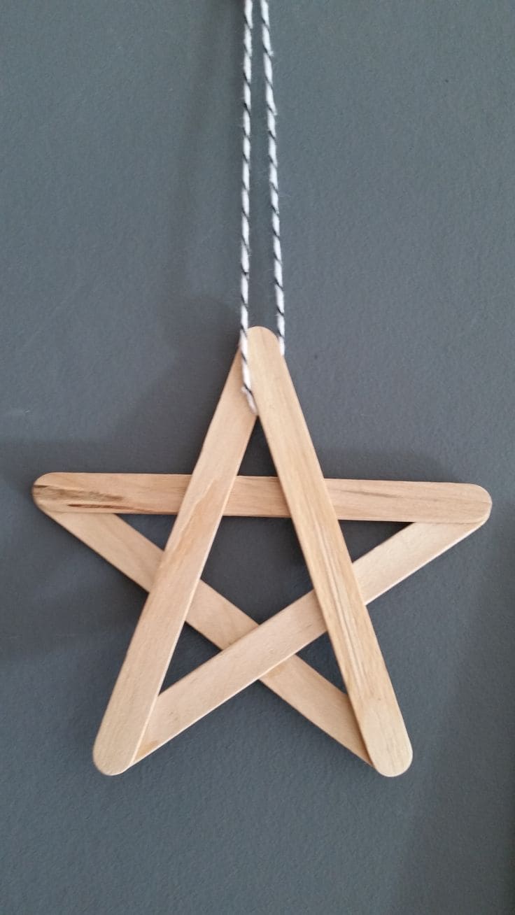 Minimalist Popsicle Stick Star Ornament