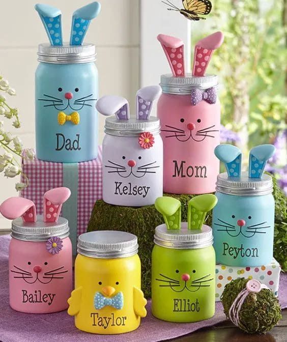 Personalized Mason Jar Bunny Crafts