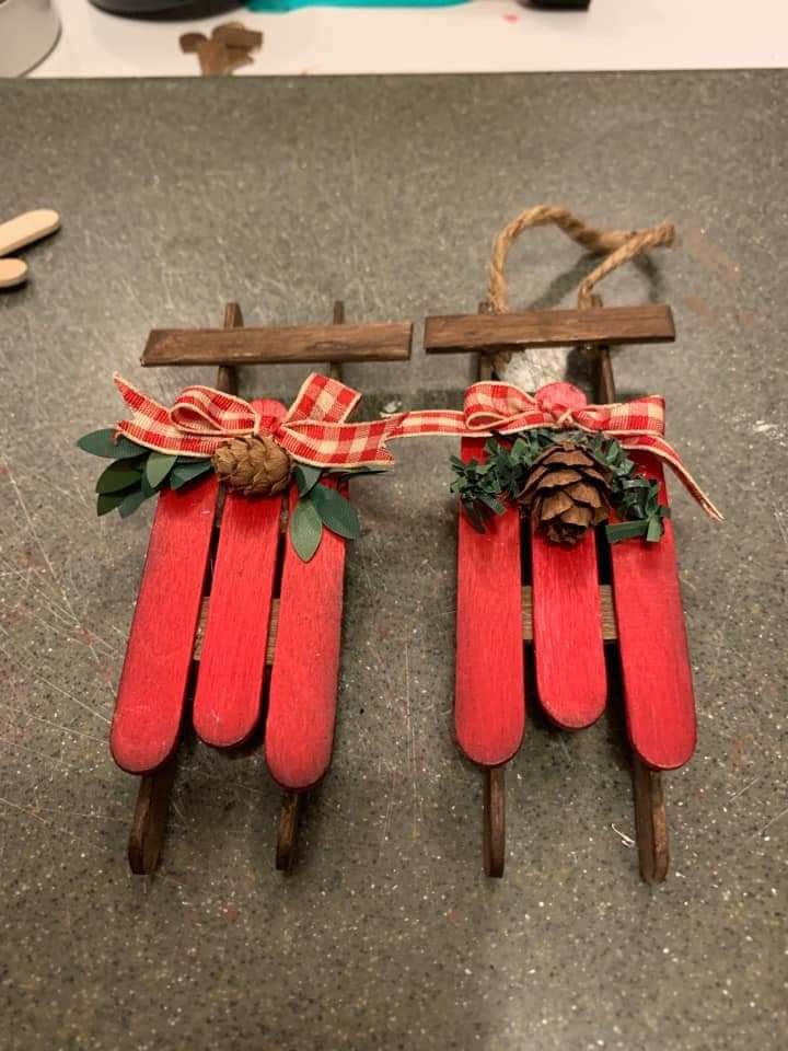 Rustic Popsicle Stick Mini Sleds