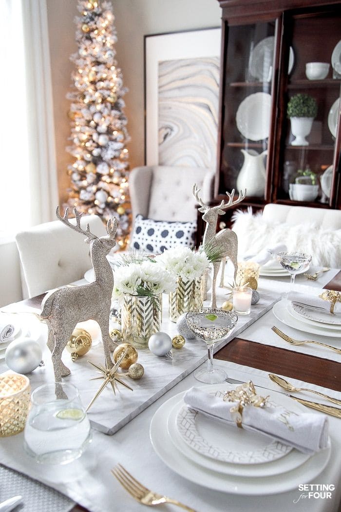 Sparkling Winter Wonderland Dining Arrangement