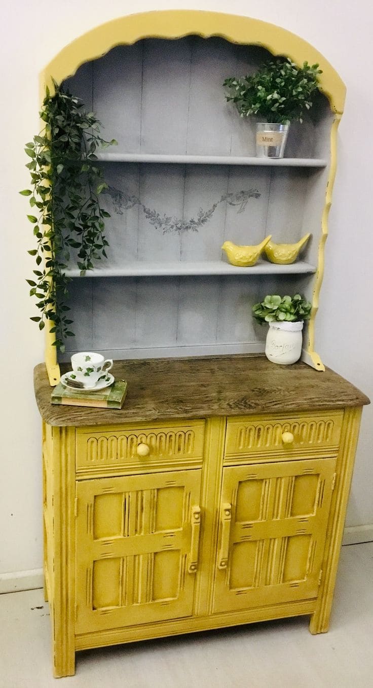 Sunny Yellow Hutch for Cheerful Decor Accent