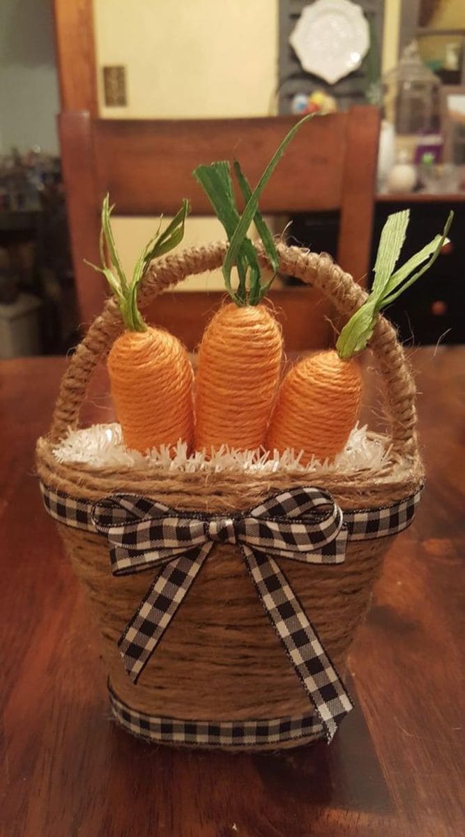 Twine-Wrapped Easter Carrot Basket Design