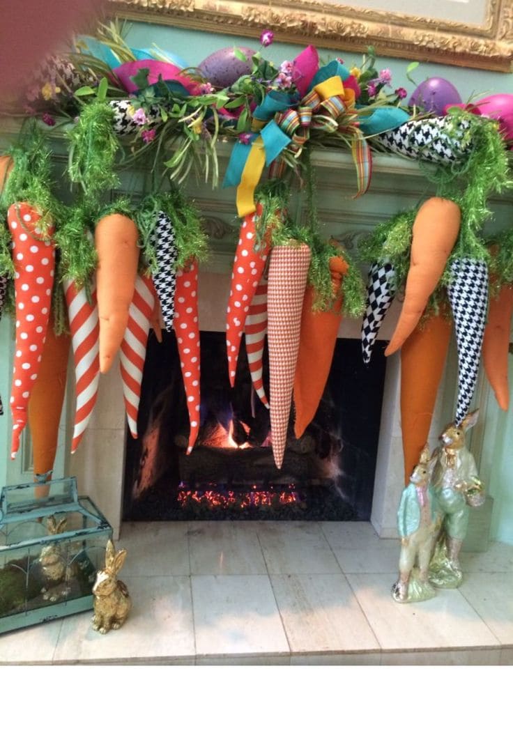 Vibrant Mantel Carrot Garland with Festive Accents