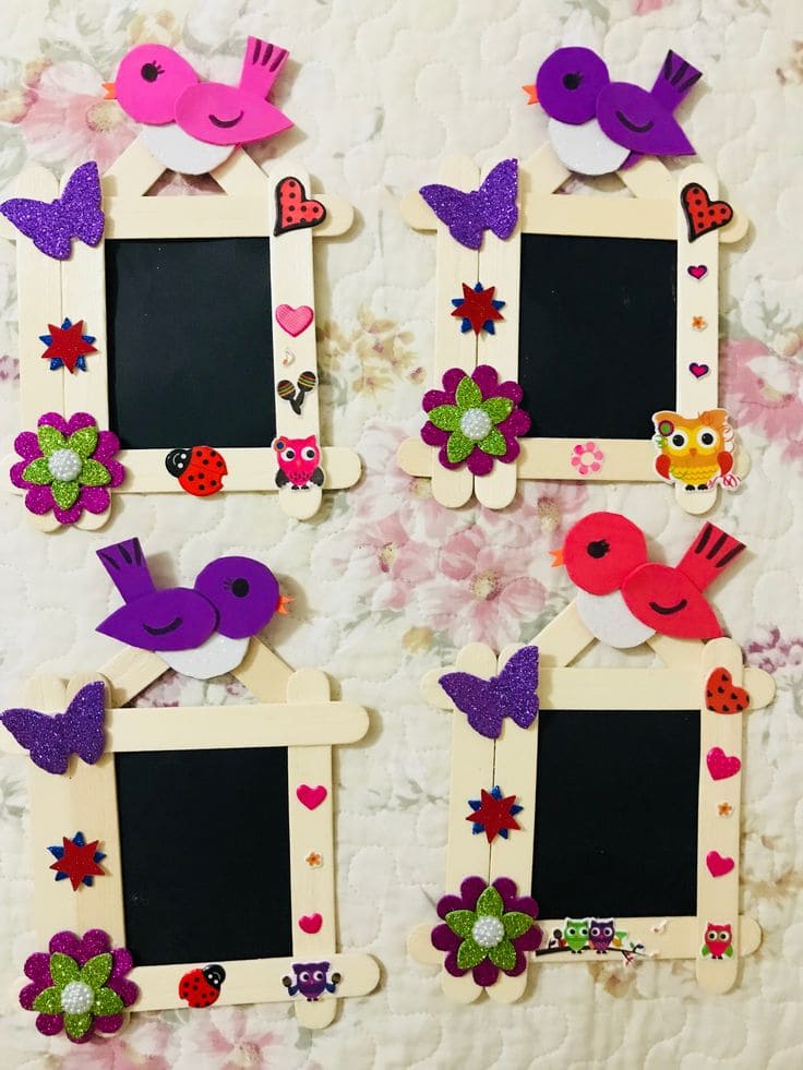 Vibrant Popsicle Stick Chalkboard Frames