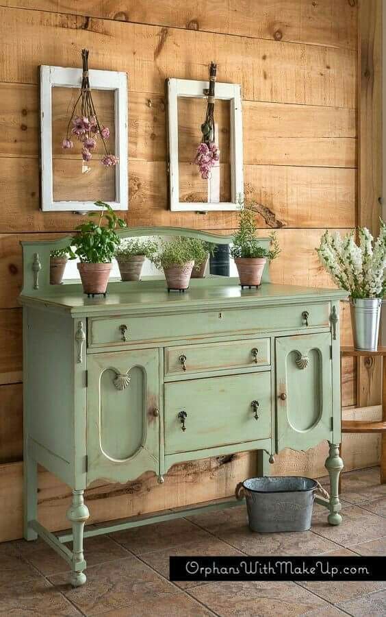 Vintage Hutch Repurposed Into Elegant Plant Stand