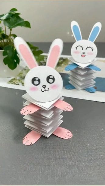 Adorable Accordion Paper Bunny Easter Craft