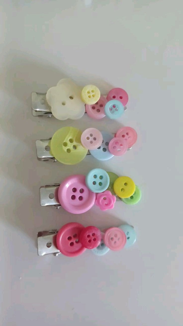 Adorable Button Hair Clips for Kids