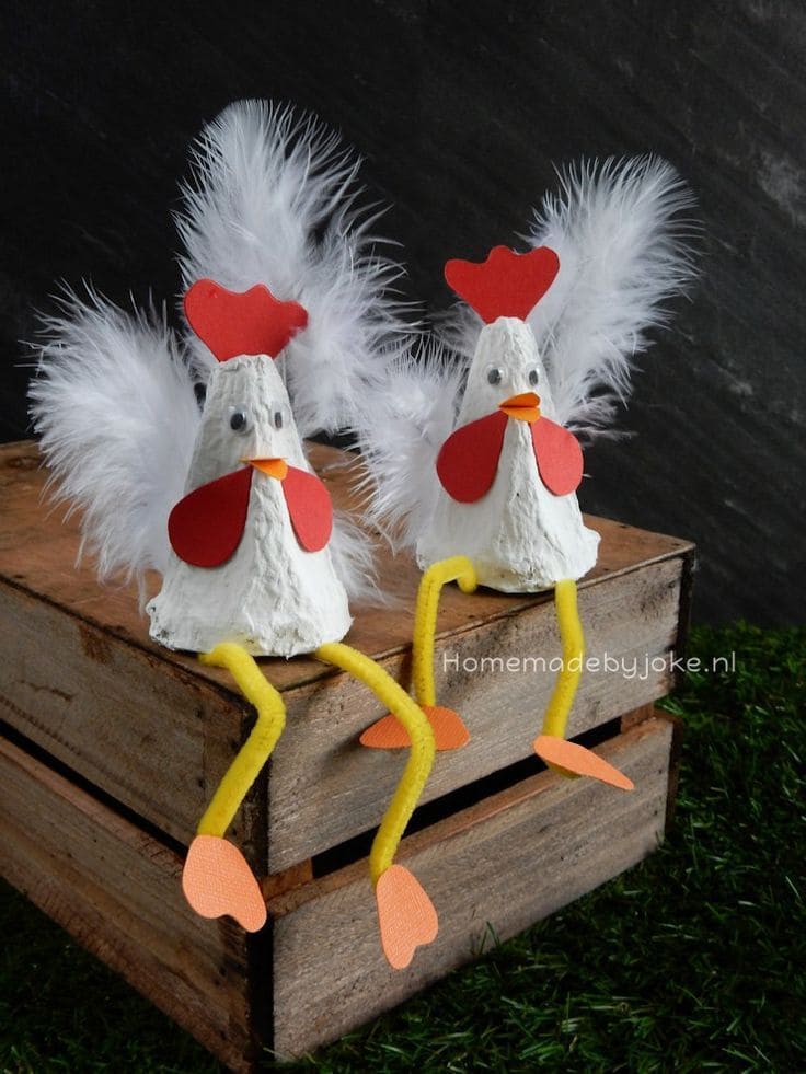 Adorable Feathered Easter Chicken Craft Idea