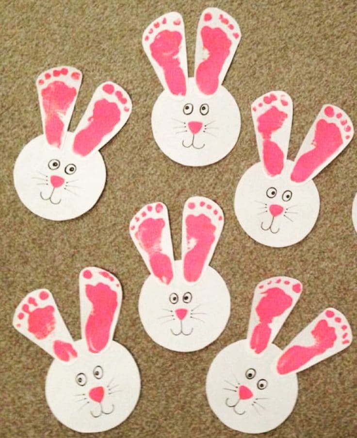 Adorable Footprint Bunny Art for Easter Crafts