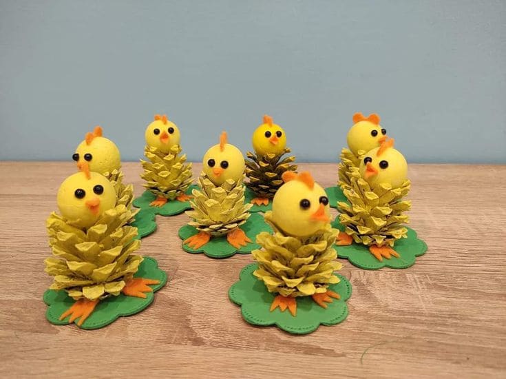 Adorable Pinecone Chick Easter Centerpieces