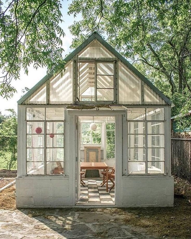 Attached Greenhouse with Natural Wood Frame