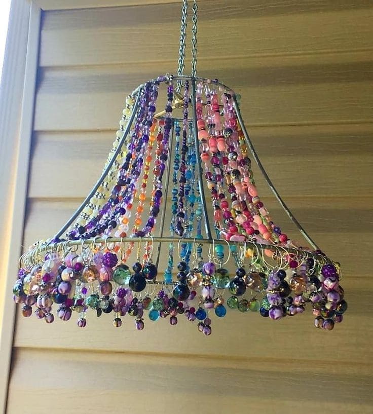 Beaded Lampshade Suncatcher with Vibrant Colors