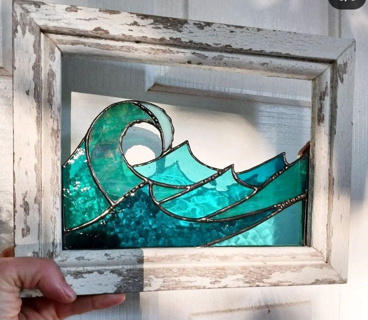 Breathtaking Stained Glass Ocean Wave Art