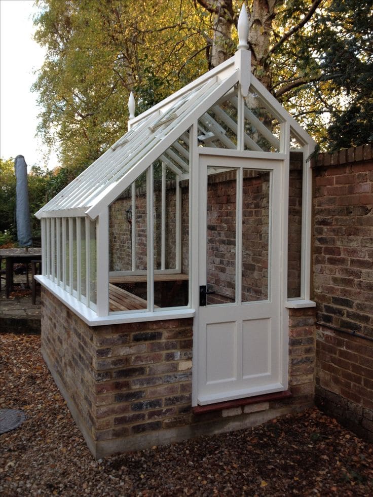 Brick-Base Greenhouse with Elegant Frames