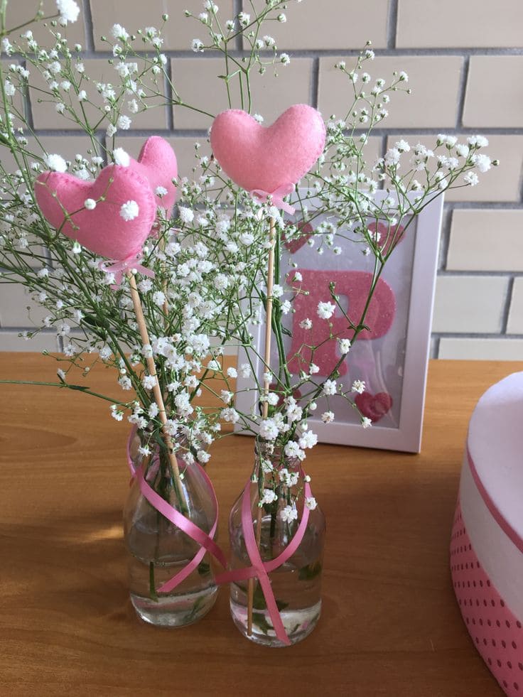 Charming Babys Breath Heart Vases