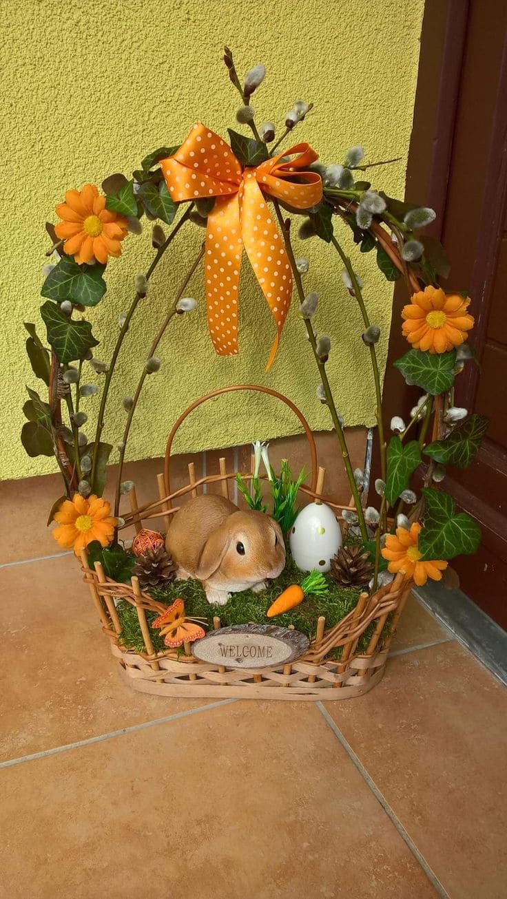 Charming Basket Bunny Easter Display