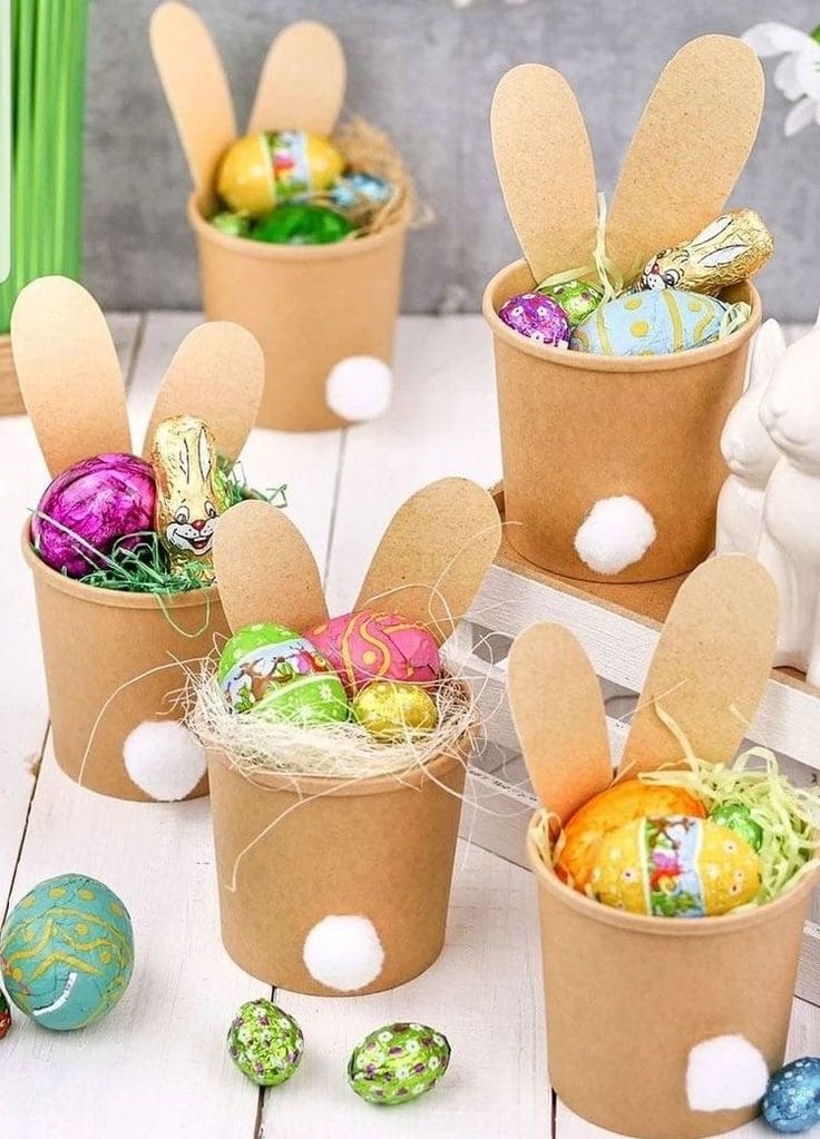 Charming Bunny Treat Cups with Colorful Eggs