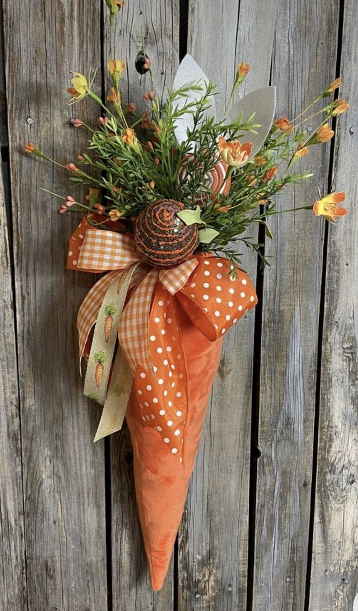 Charming Carrot Cone Easter Wall Hanging