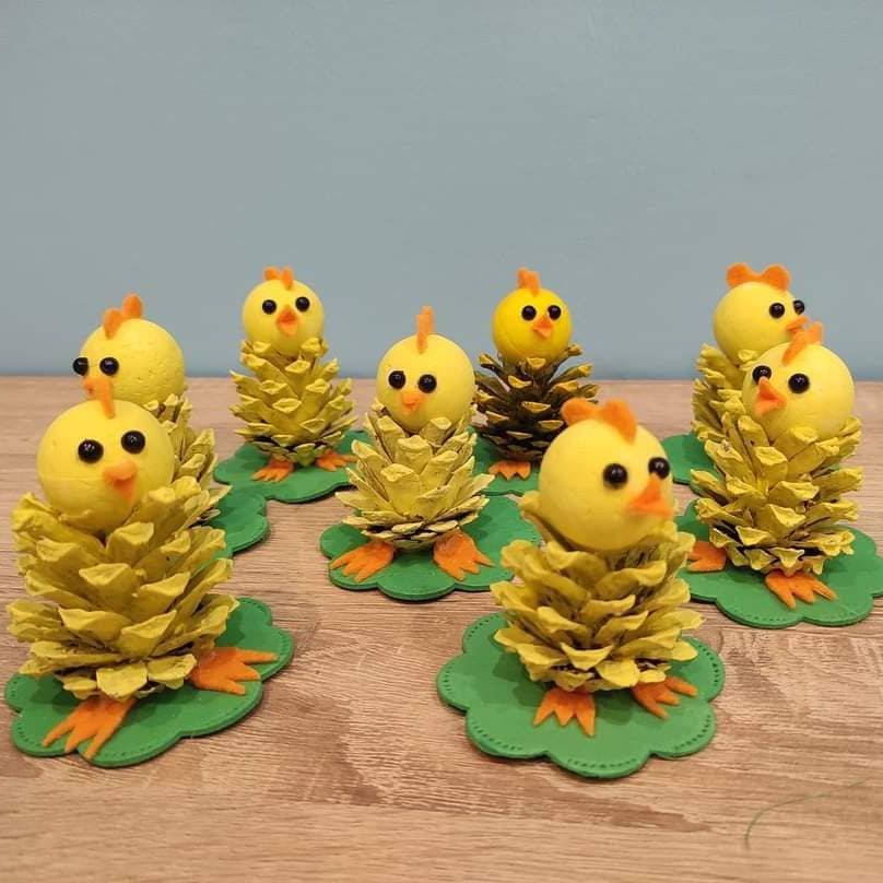 Charming Pinecone Easter Chicks Craft Idea