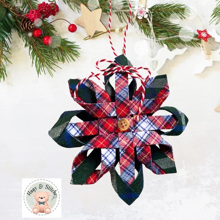 Charming Plaid Fabric Star Memorial Ornament