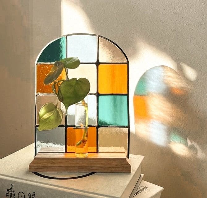 Charming Stained Glass Plant Display