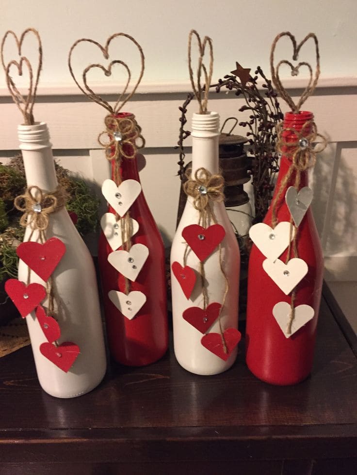 Charming Twine-Wrapped Valentine Bottle Decor