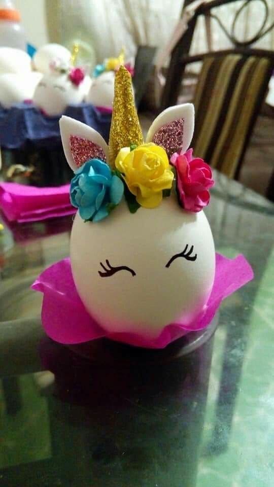 Charming Unicorn Egg Craft with Flowers and Glitter