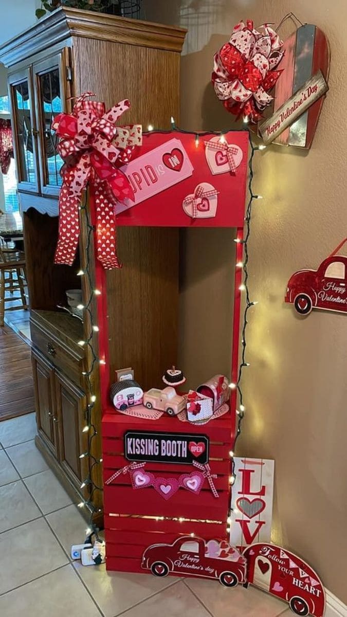 Charming Valentines Kissing Booth Decor