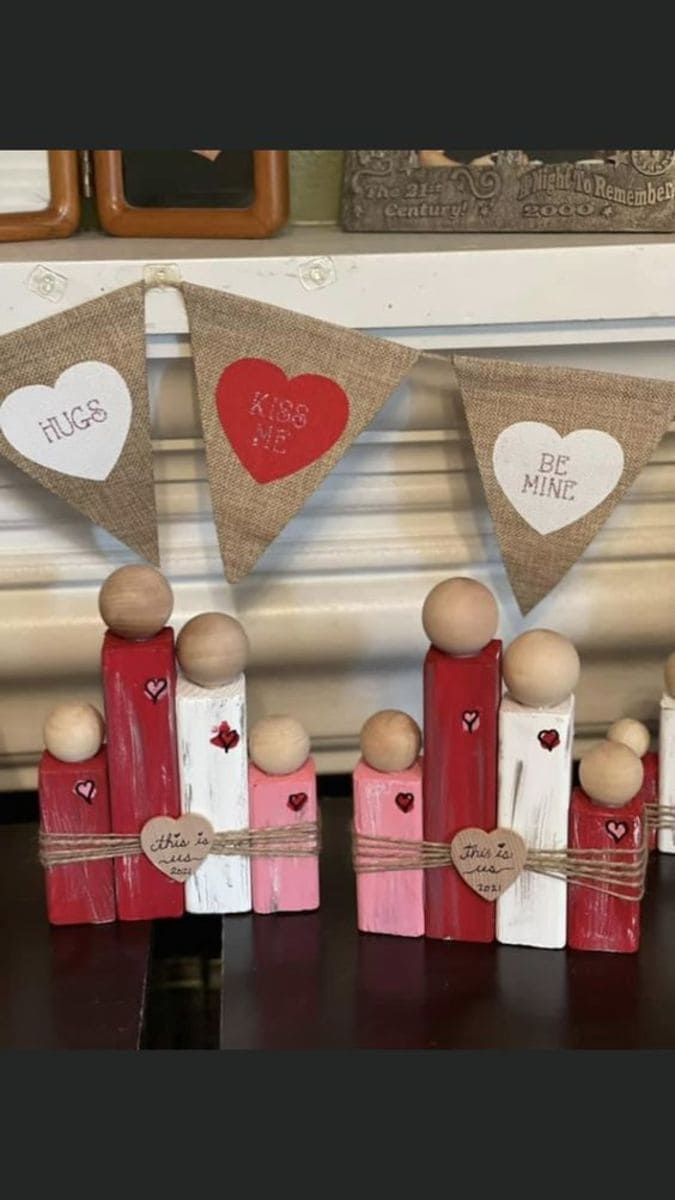 Charming Wooden Family Blocks with Hearts