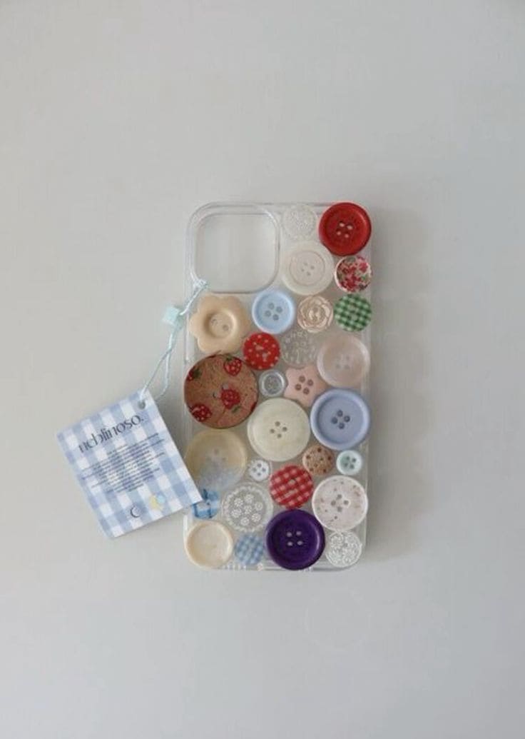 Chic Button-Embellished Phone Case DIY