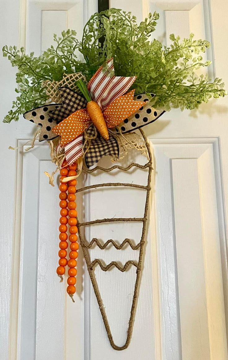 Chic Rustic Carrot-Themed Easter Door Wreath