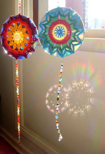 Colorful Crochet Mandala Beaded Suncatchers Delight