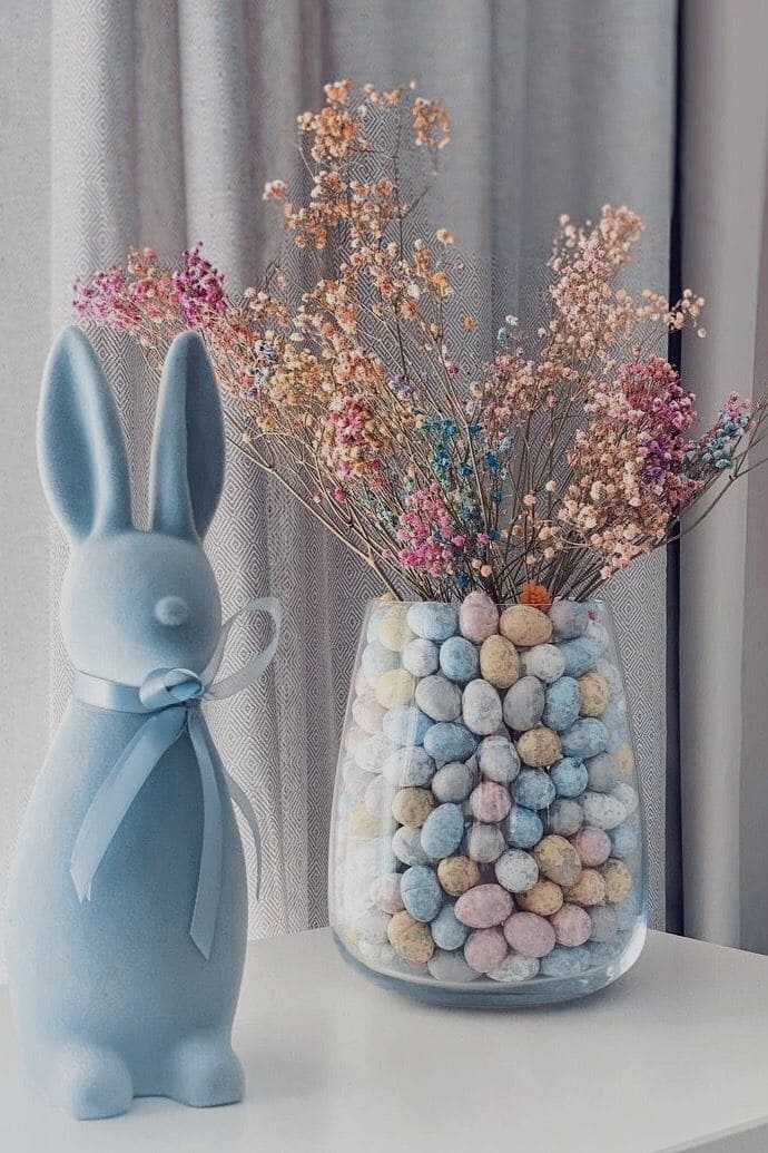 Colorful Easter Egg Vase with Delicate Flowers