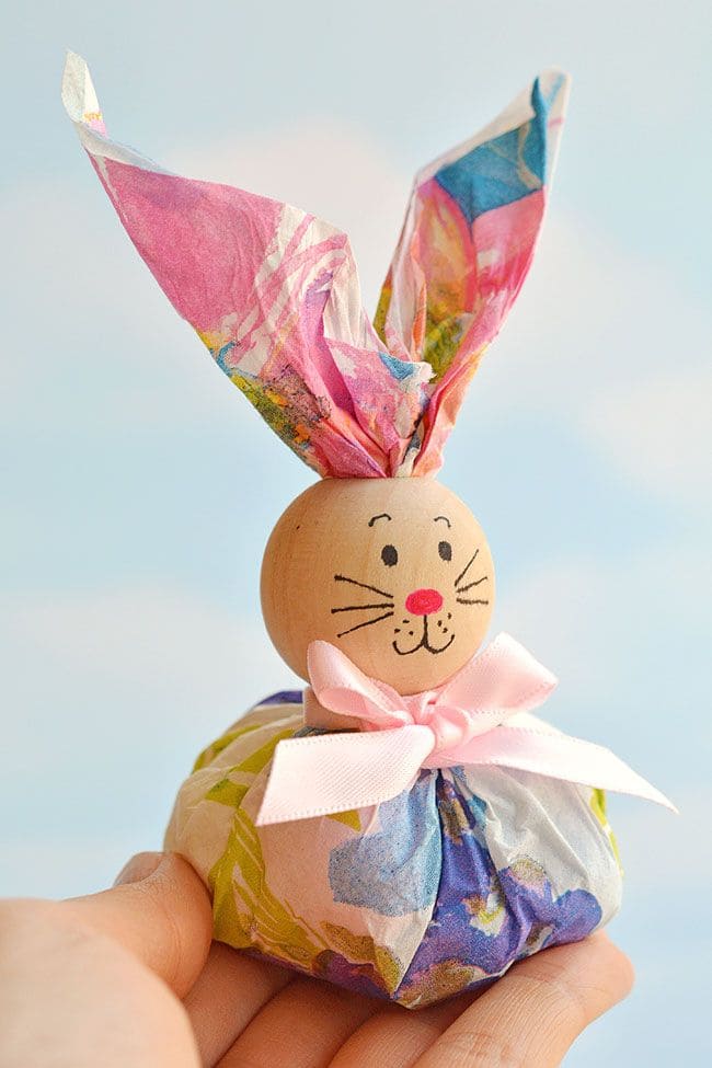 Colorful Tissue Paper Bunny Easter Gift