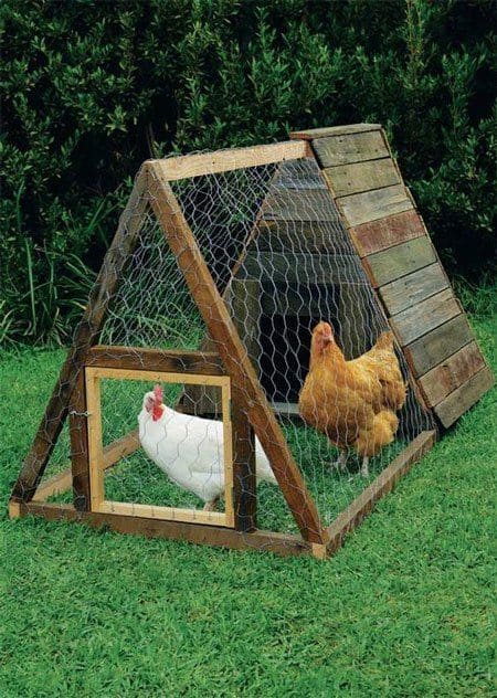 Compact Wooden A-Frame Chicken Coop Design