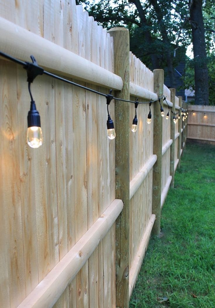 Cozy Wooden Fence with String Lights