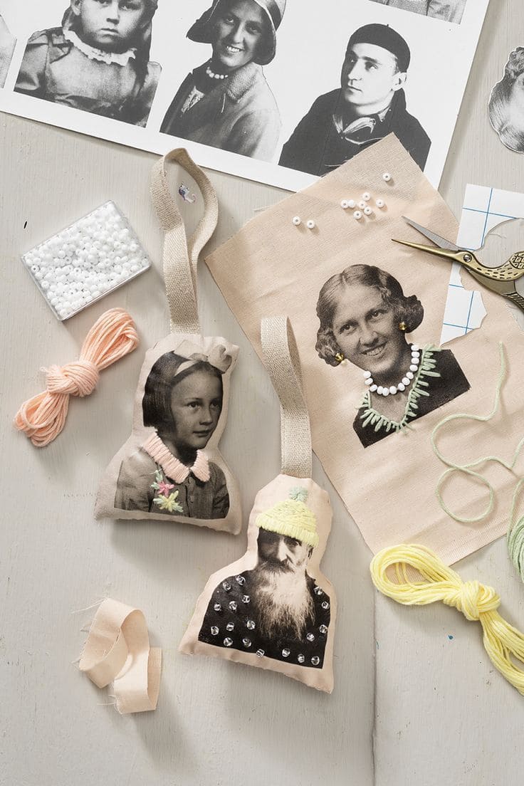 Creative Fabric Photo Embellished Memorial Ornaments